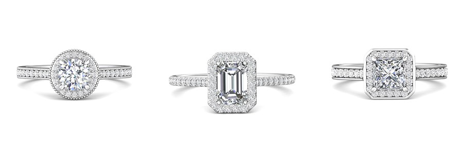 Micropave Halo Engagement Rings