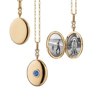 Gold locket with sapphire and diamond details