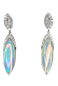 Marquise opals with diamonds for decadent drop earrings