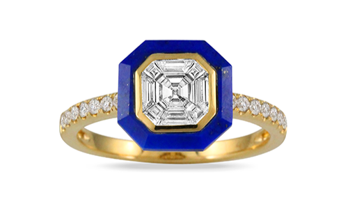 Gold, diamond, lapis lazuli ring