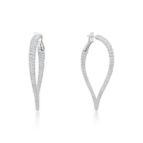 Sparkling diamond hoop earrings.