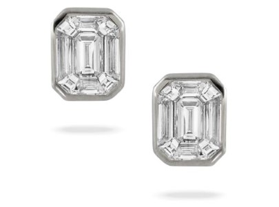 Doves by Doron Paloma Mondrian 18K White Gold and Diamond Earrings