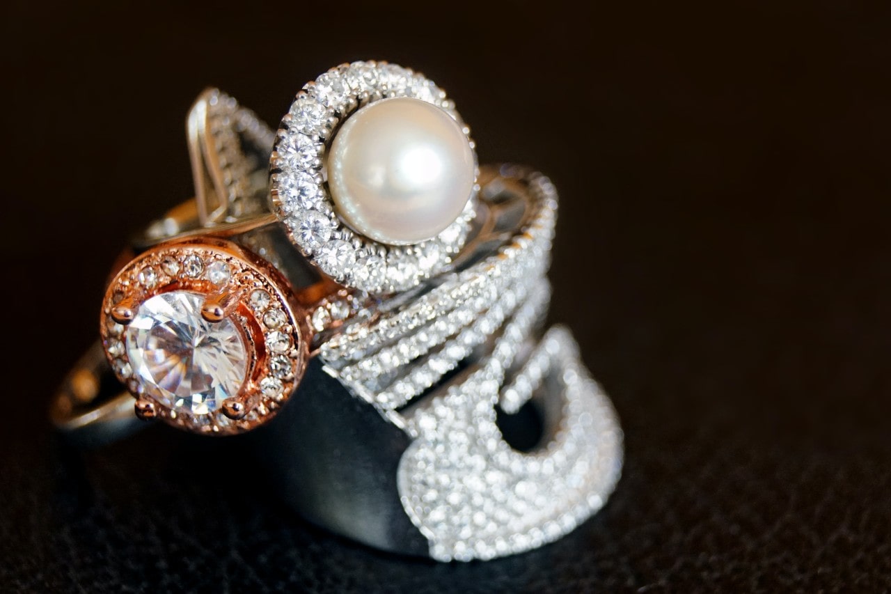 Diamond and pearl rings