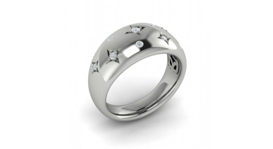A white gold domed Vlora fashion ring with inset diamonds, available at Wilson & Son Jewelers.
