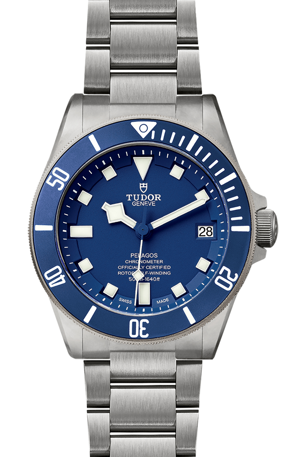 A TUDOR Pelagos wristwatch with blue dial.