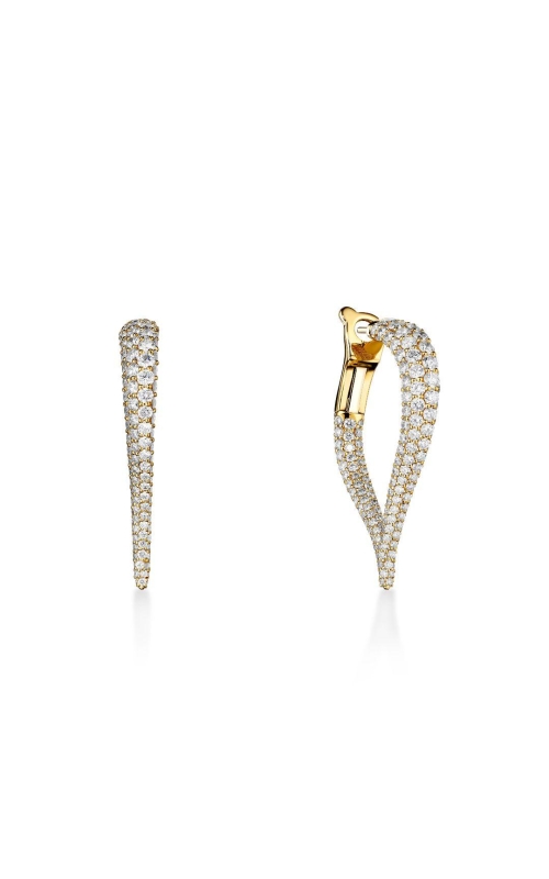 A.LINK 18 Karat Yellow Gold Pave Diamond Hoop Earrings