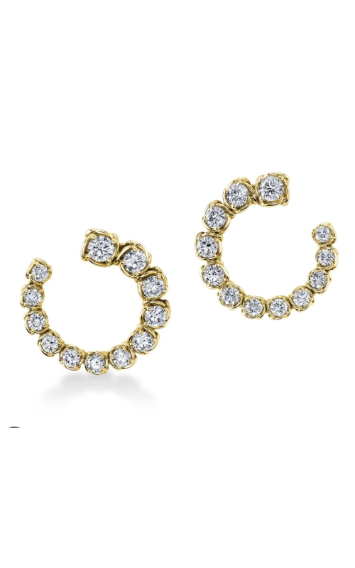 A.LINK 18 Karat Yellow Gold Abbracci Collection Swirl Earrings With Graduated Round Brilliant Diamonds