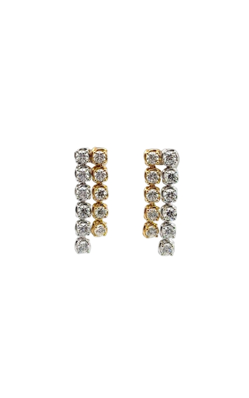 A.LINK 18K Yellow & White Gold Abbracci Collection Two Row Diamond Drop Earrings