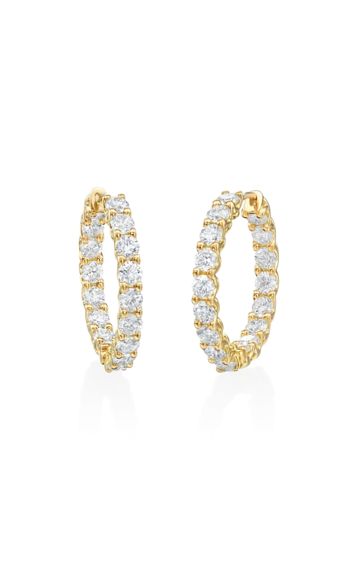 A.LINK 18 Karat Yellow Gold Classic Diamond Lattice Hoop Earrings