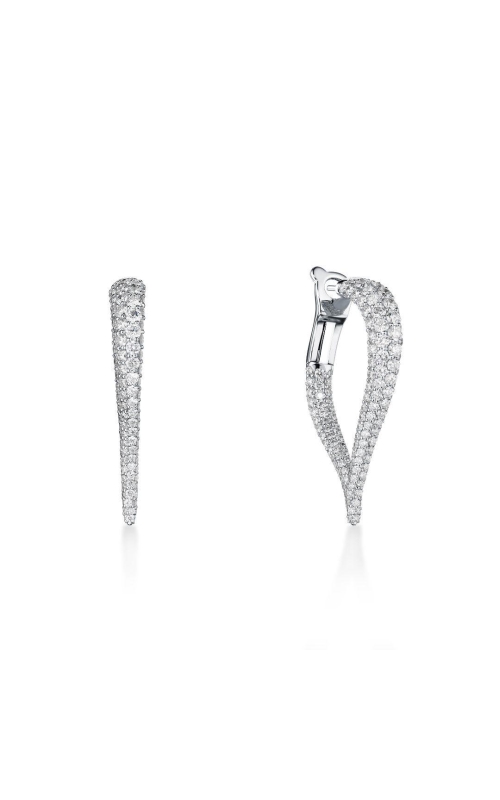 A.LINK 18 Karat White Gold Pave Diamond Hoop Earrings
