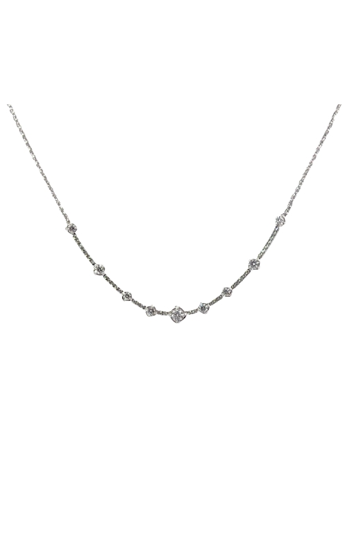 A.LINK 18K White Gold Abracci Diamond Necklace on a Wheat Chain