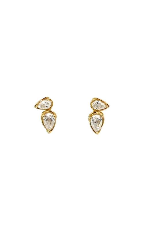 A.LINK 18K Yellow Gold Abbracci Pear Shaped Double Diamond Stud Earrings