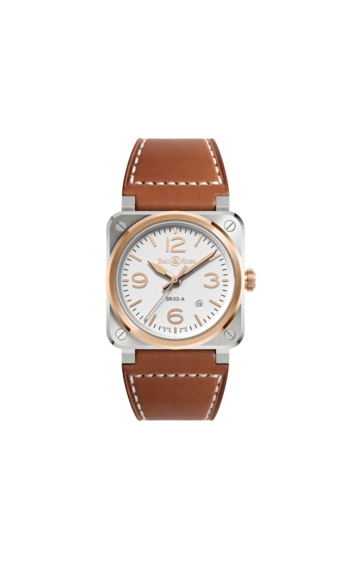 Bell & Ross 41MM Steel & 18K Rose Gold BR03 White Dial