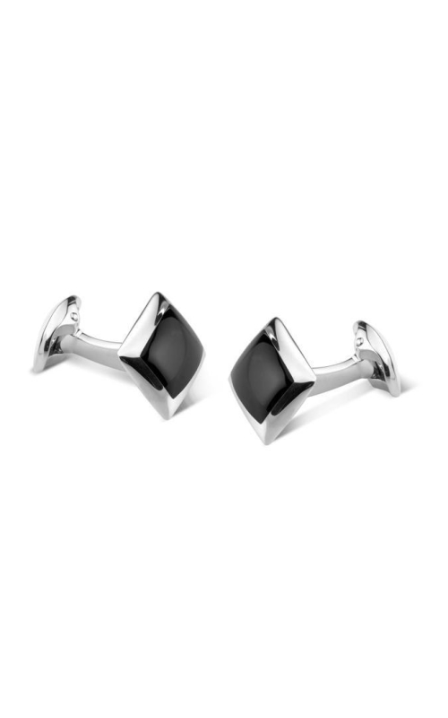 DEAKIN & FRANCIS LTD. Sterling Silver Oblong Cufflinks with Onyx Inlay
