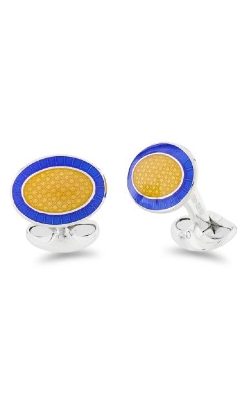 DEAKIN & FRANCIS LTD. Sterling Silver Yellow And Royal Blue Enamel Cufflinks