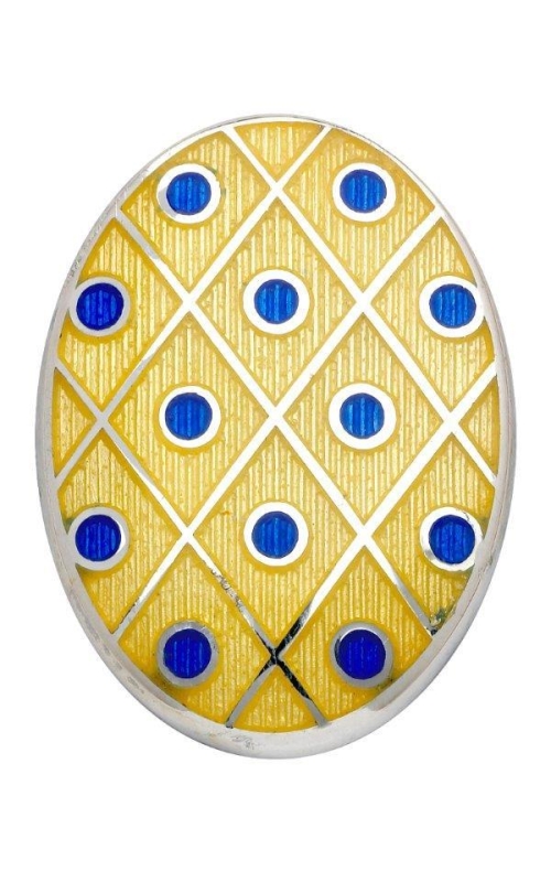 DEAKIN & FRANCIS LTD. Sterling Silver Mustard Yellow with Royal Blue Spot Cufflinks