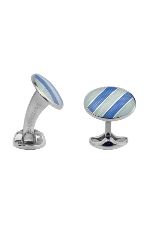 DEAKIN & FRANCIS LTD. Sterling Silver Pale Silver Blue & Sky Blue Enamel Cufflinks