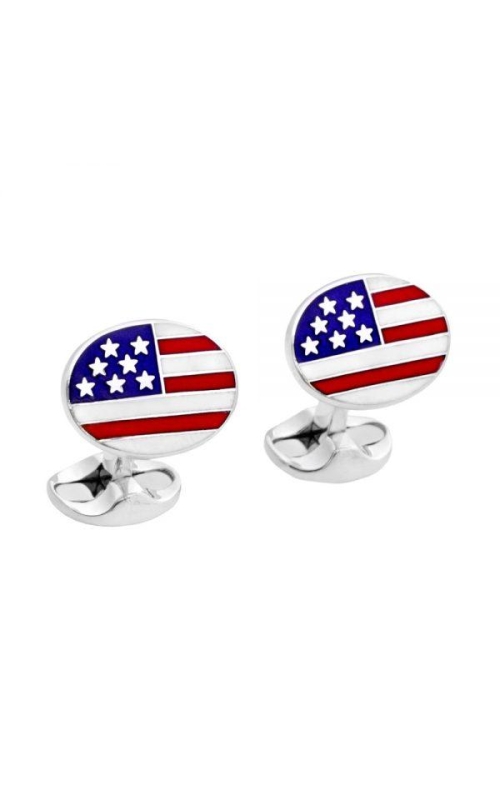 DEAKIN & FRANCIS LTD. Silver Springback USA Flag Cufflinks