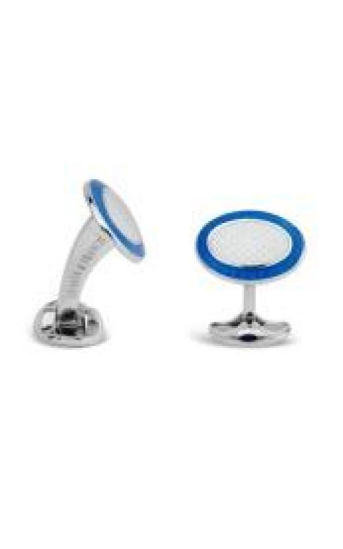 DEAKIN & FRANCIS LTD. Sterling Silver Enamel Sky Blue and Clear Cufflinks