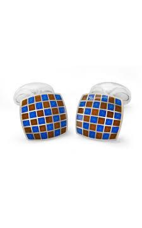 DEAKIN & FRANCIS LTD. Sterling Silver Enamel Checkerboard Cufflinks in Red and Blue