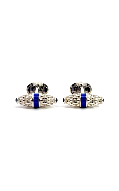 DEAKIN & FRANCIS LTD. Silver Cufflinks With Blue Enamel & Sapphires