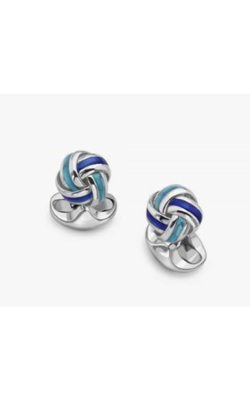 DEAKIN & FRANCIS LTD. Sterling Silver Blue Enamel Knot Cufflinks