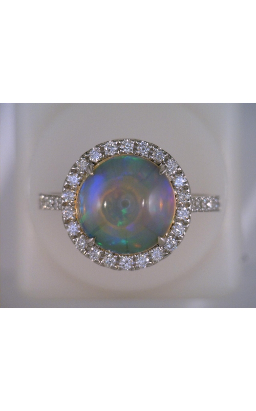 DJA GROUP 14 Karat White Gold Opal And Diamond Ring