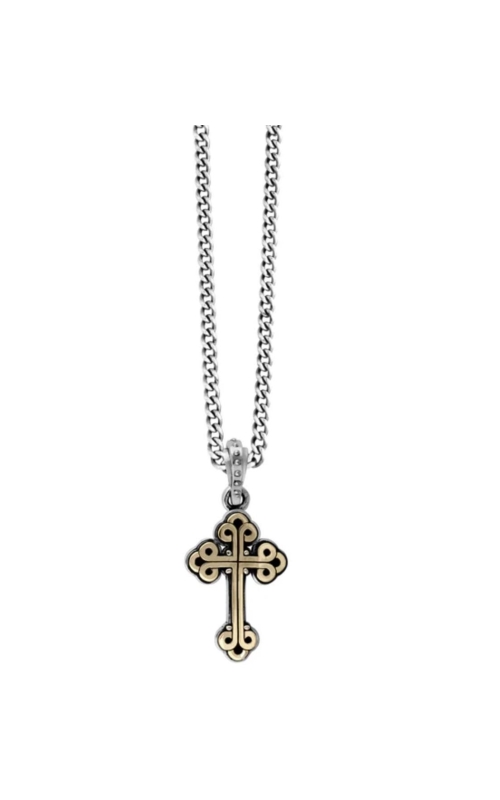 KING BABY Small Alloy Traditional Cross in Silver Frame Pendant on a 24 Curb Link Chain