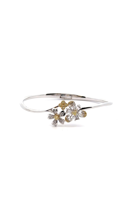 LJ WEST Platinum & 18 Karat Yellow Gold Flower Bangle with Fancy Yellow Diamonds