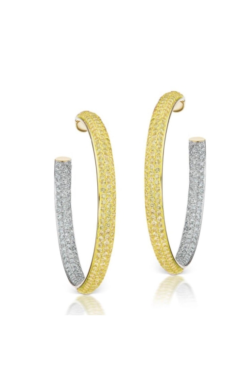 LJ WEST 18 Karat White & Yellow Gold Fancy Yellow Diamond Hoop Earrings