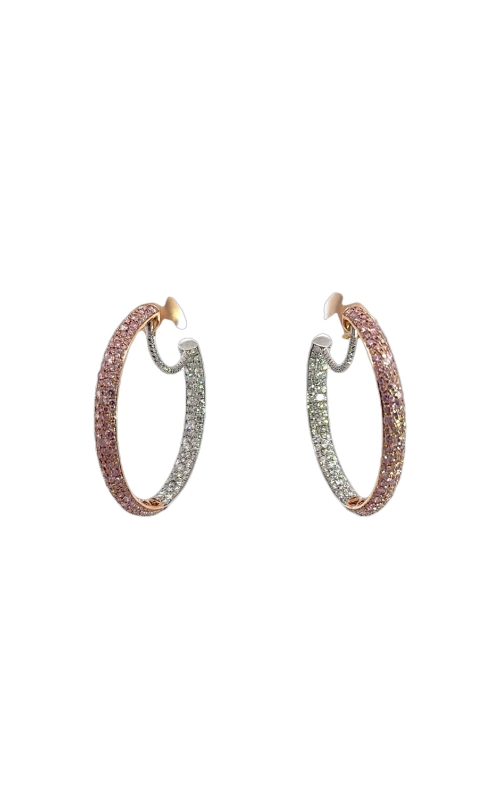 LJ WEST Platinum & 18 Karat Rose Gold Argyle Pink Hoop Earrings