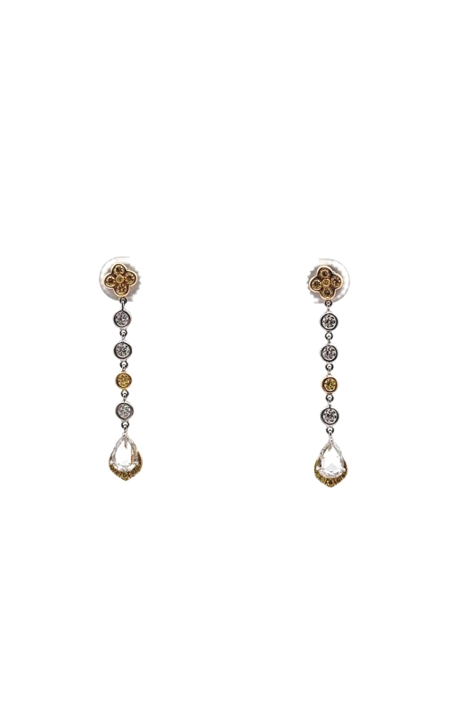 LJ WEST Platinum & 18 Karat Yellow Gold Fancy Yellow Diamond Drop Earrings