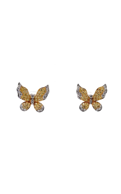 LJ WEST Platinum & 18 Karat Yellow Gold Fancy Yellow Diamond Butterfly Earrings