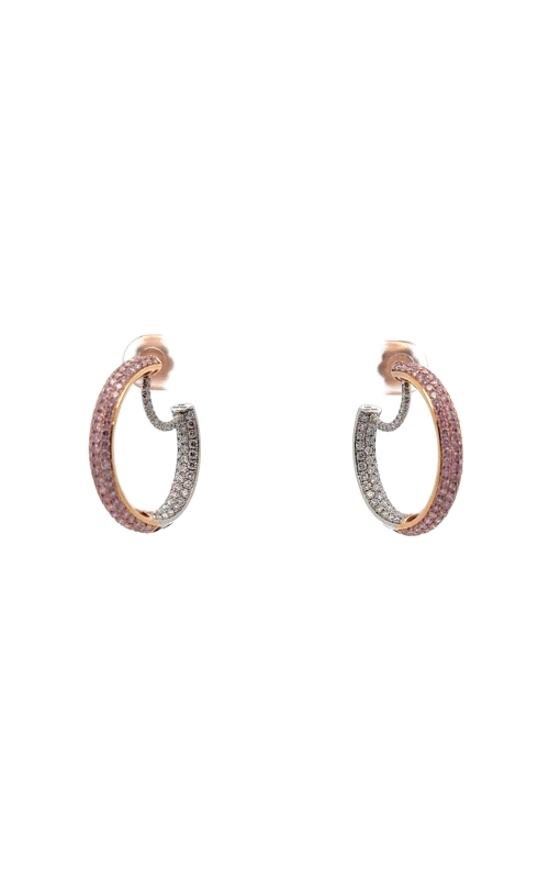 LJ WEST 18 Karat White & Rose Gold Argyle Pink Diamond Hoop Earring