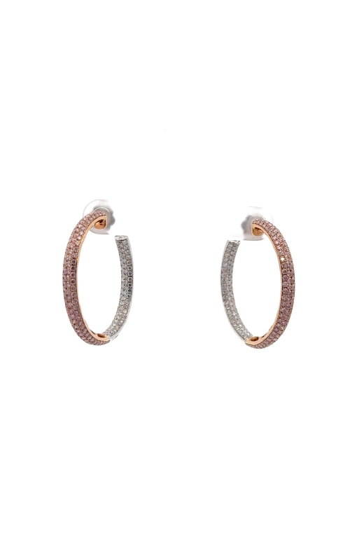 LJ WEST 18 Karat White & Rose Gold Argyle Pink Diamond Hoop Earring