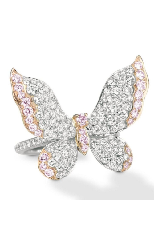 LJ WEST Platinum & 18 Karat Rose Gold Argyle Pink Diamond Butterfly Ring
