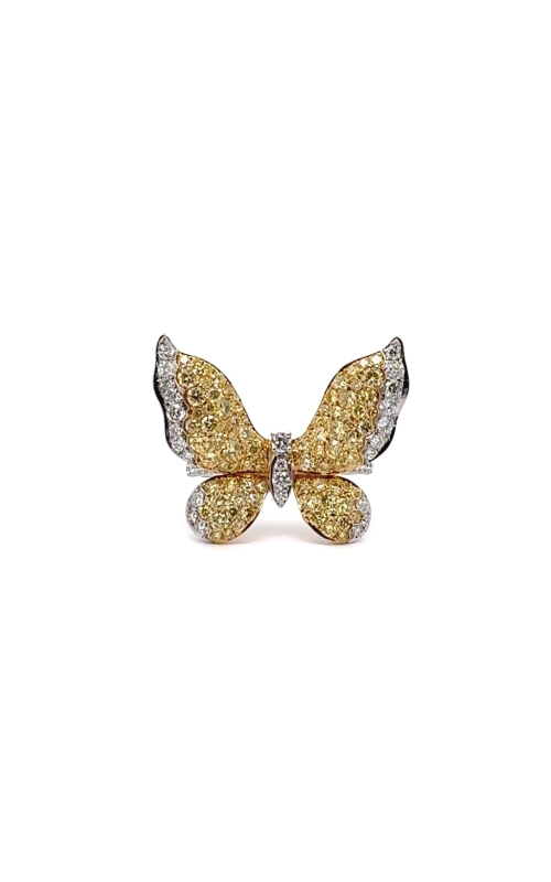 LJ WEST Platinum & 18 Karat White Gold Fancy Yellow Diamond Butterfly Ring