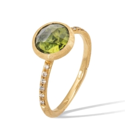 MARCO BICEGO Jaipur Color 18K Yellow Gold Peridot Ring with Diamond Pav? Shank