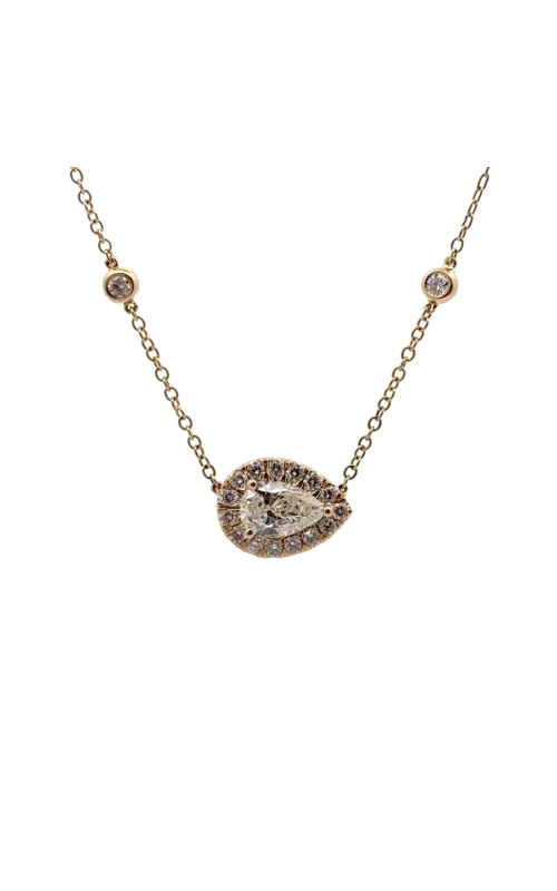 MARTIN FLYER 14K Yellow Gold Pear Shaped Diamond Pendant with Diamond Halo