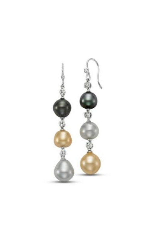 MASTOLONI 14 Karat White Gold Drop Earrings With White Golden & Tahitian Pearls