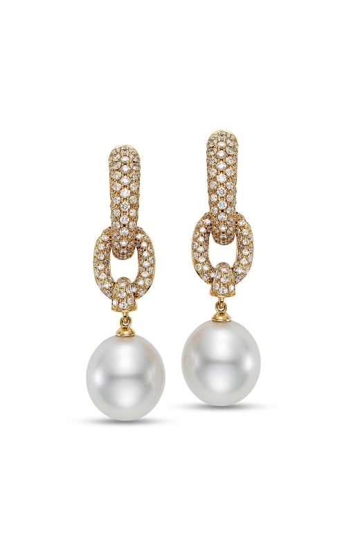 MASTOLONI 18 Karat Yellow Gold South Sea Pearl Earrings With Pave Diamonds