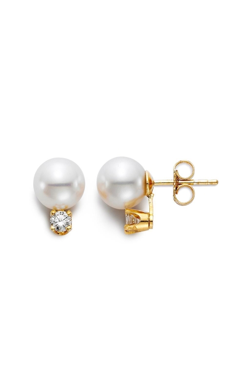 MASTOLONI 18 Karat Yellow Gold Pearl & Diamond Stud Earrings
