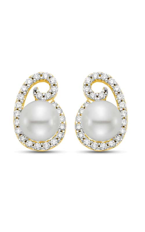 MASTOLONI 18 Karat Yellow Gold Pearl & Diamond Swirl Earrings