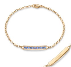 MONICA RICH KOSANN Blue Sapphire 'Courage' Petite Poesy Bracelet In 18K Yellow Gold