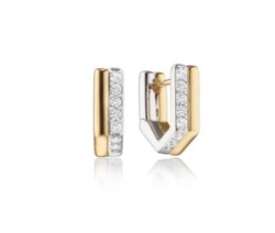 MONICA RICH KOSANN Two-Tone Infinity Huggie Earrings with Sapphires in Sterling Silver and 18K Yellow Gold