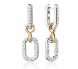 MONICA RICH KOSANN Two-Tone Infinity Pave Sapphire Drop Earrings with Sapphires in Sterling Silver and 18K Yellow Gold