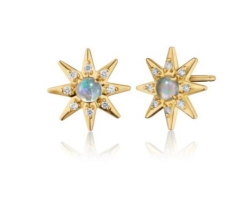 MONICA RICH KOSANN Water Opal & Diamond Star Stud Earrings