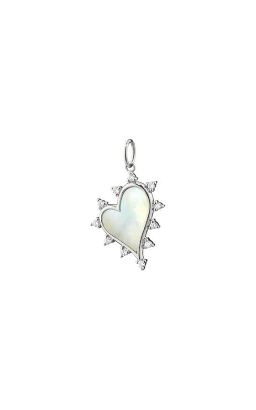 MONICA RICH KOSANN Mother of Pearl Heart Necklace with White Sapphires in Sterling Silver