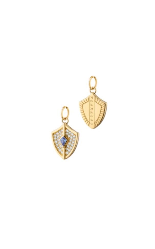 MONICA RICH KOSANN Mini Fearless Shield with Pave Diamonds and Kite Blue Sapphire