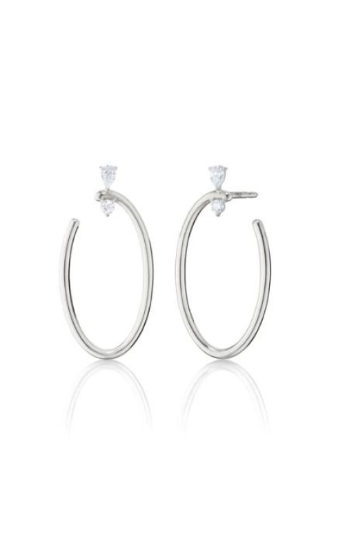 MONICA RICH KOSANN Sterling Silver Large Oval Galaxy Wrap Hoop Earrings with White Sapphires